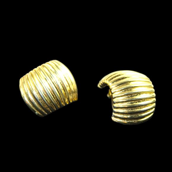 Givenchy Paris New York Vintage Modernist Gold Tone Statement Runway Ear… - Picture 5 of 10